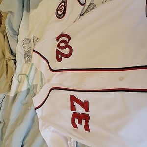 Stephen Strasburg, Washington Nationals, official home jersey in white. Size 52.